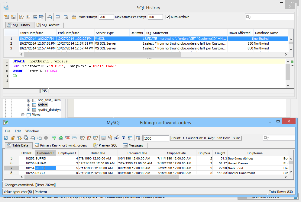 Edit data and result sets in the Excel-like Table Data Editor of Aqua Data Studio.