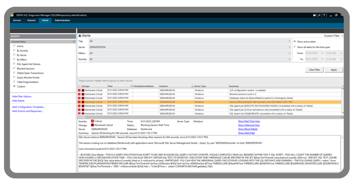 SQL Diagnostic Manager Alerts