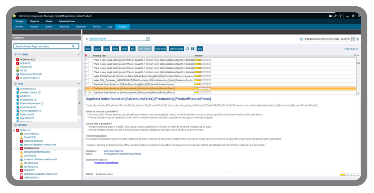 SQL Diagnostic Manager analyze