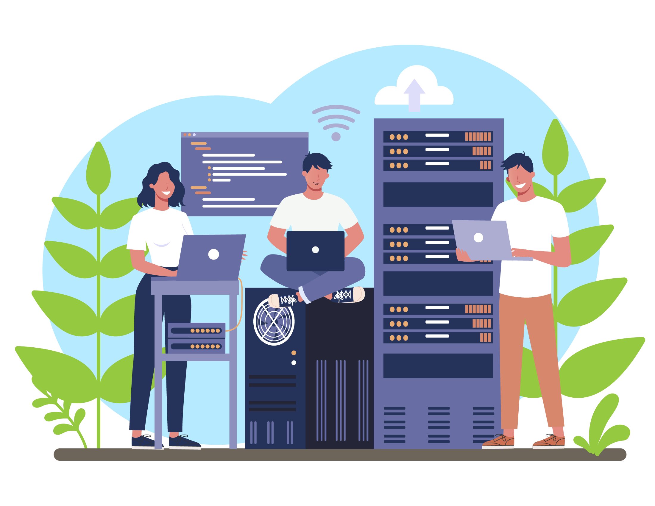 Systems Administrators Database and professionals illustration