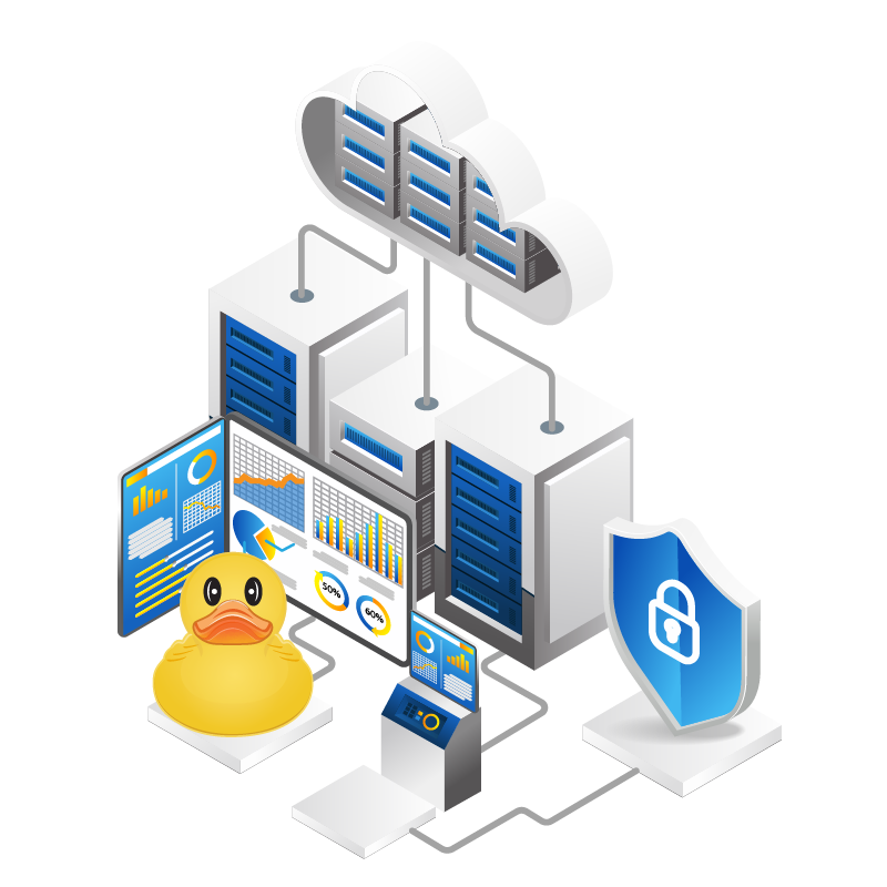 SQL Diagnostic Manager illustration SQL Diagnostic Manager illustration with the IDERA Duck