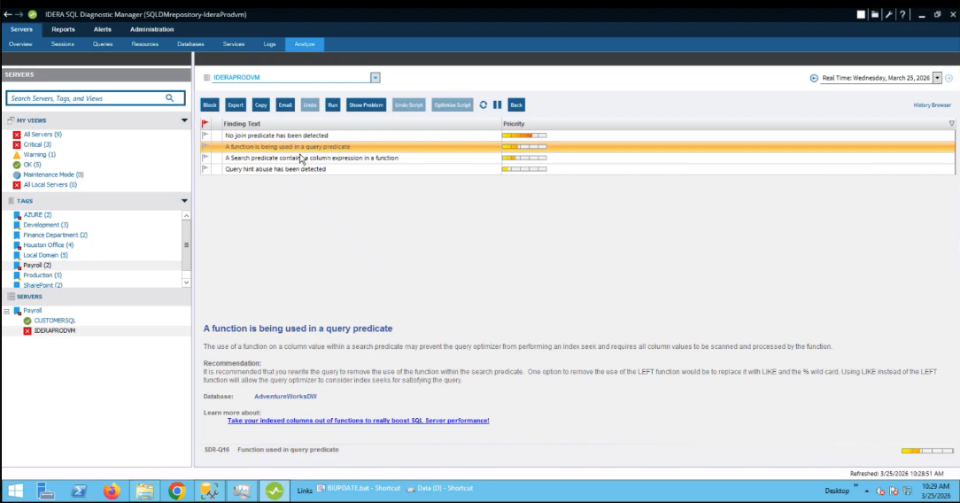 SQL DM query screen diagnose query select screen view